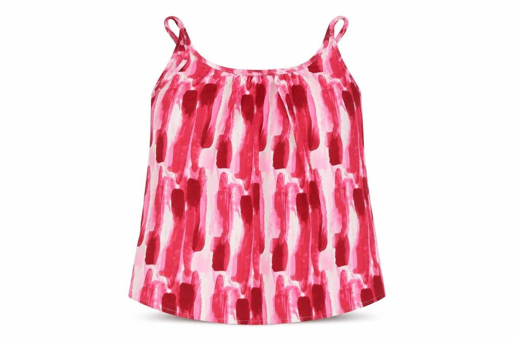 SHEIN Womens Pink Geometric Polyester Basic Tank Size L Round Neck