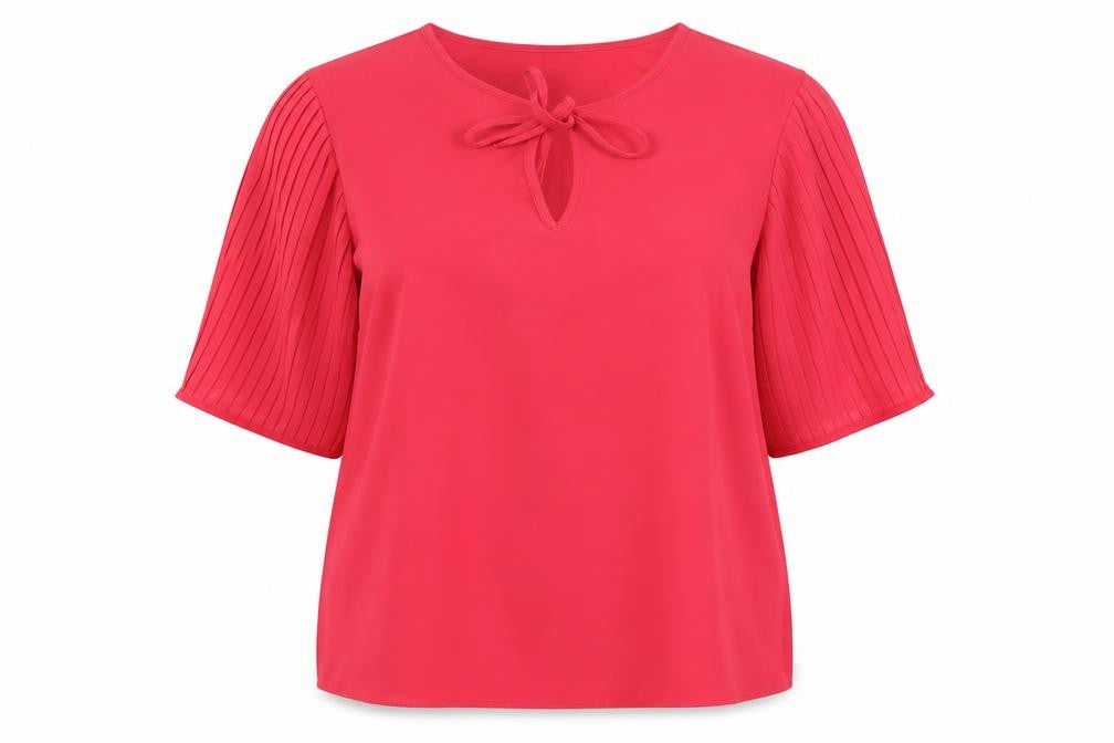 Soon Womens Pink Polyester Basic Blouse Size 16 V-Neck - Pleated Sleeves