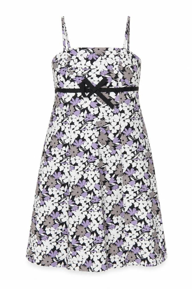 F&F Womens Multicoloured Floral Cotton A-Line Size 12 Square Neck Zip
