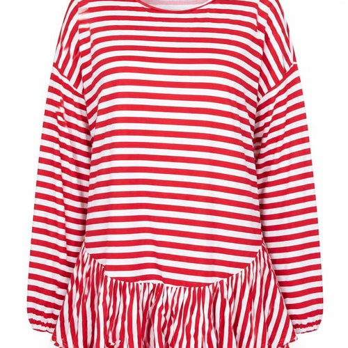 ASOS Womens Red Striped Polyester Tunic T-Shirt Size 12 Round Neck