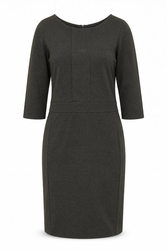 Catherine Hammel Womens Grey Viscose Pencil Dress Size S Boat Neck Zip