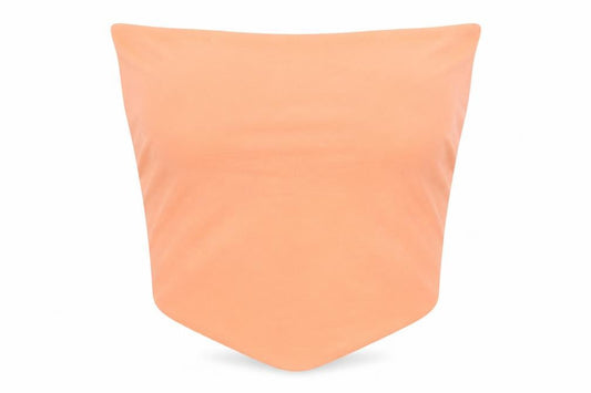 Front view of Collusion women’s pink polyester cropped tank, size UK 8, off the shoulder