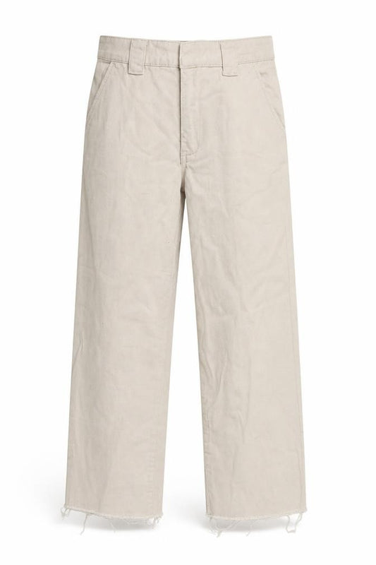 Front view of Forever 21 women’s ivory cotton straight jeans, size UK 26, in regular zip