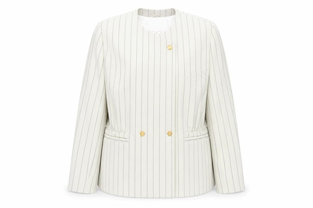 Ravens Womens Ivory Striped Jacket Size 18 Button