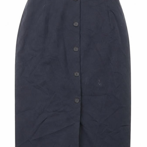 Preworn Womens Blue Polyester Straight & Pencil Skirt Size 10 Zip