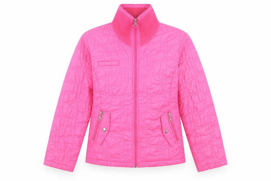 Front view of Long Island women’s pink quilted jacket, size S, zip