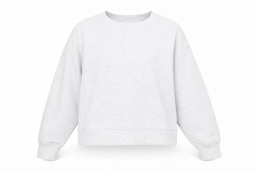 Front view of Primark women’s grey cotton pullover sweatshirt, size M, pullover - cropped
