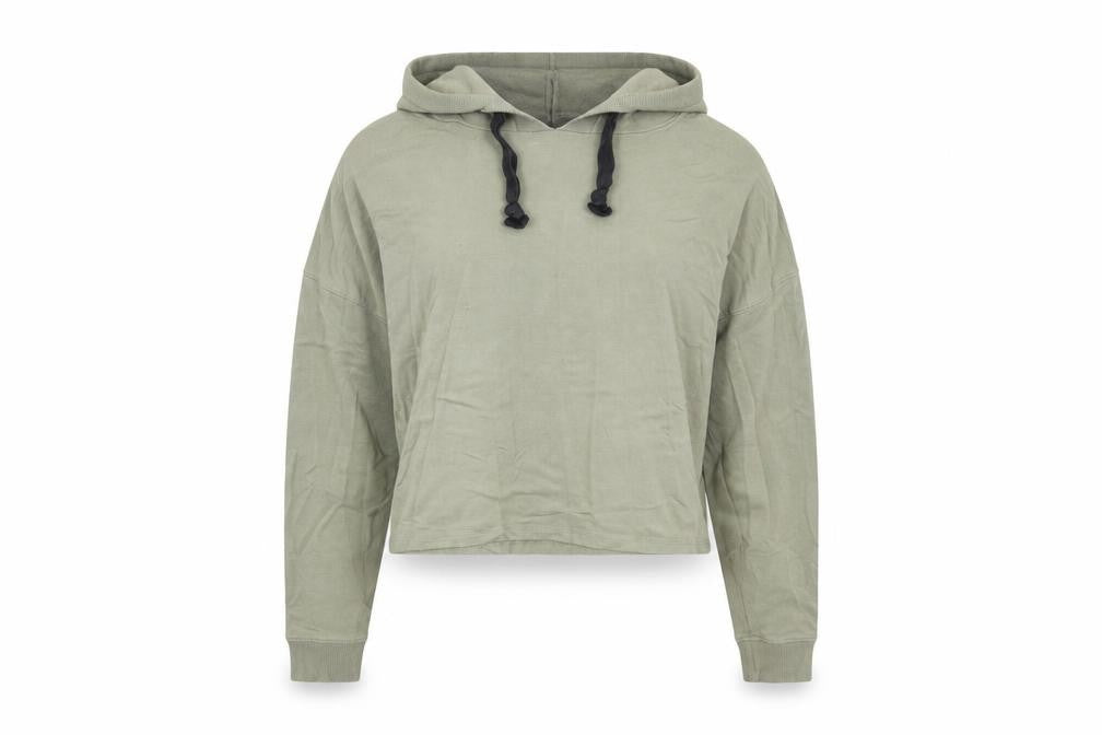 Front view of New Look women’s green viscose pullover hoodie, size S, pullover