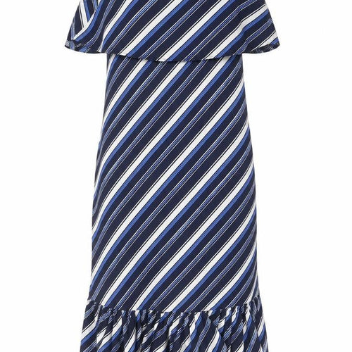 Marks and Spencer Womens Blue Striped Polyester Mermaid Size 12 Off the Shoulder Zip