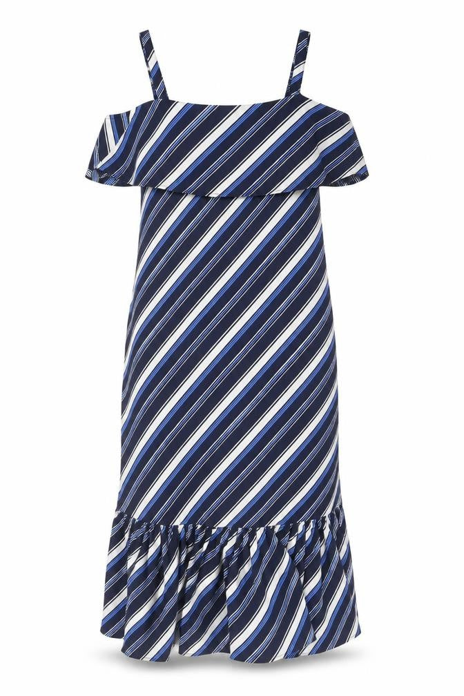 Marks and Spencer Womens Blue Striped Polyester Mermaid Size 12 Off the Shoulder Zip