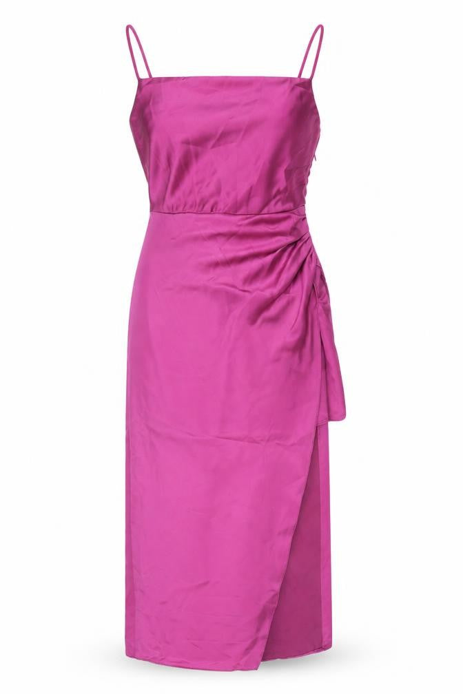 Zara Womens Purple Polyester Slip Dress Size S Square Neck Zip