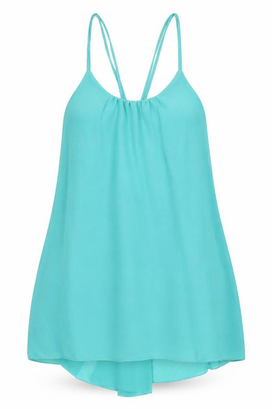 Front view of Moo women’s green polyester basic tank, size XL, scoop neck