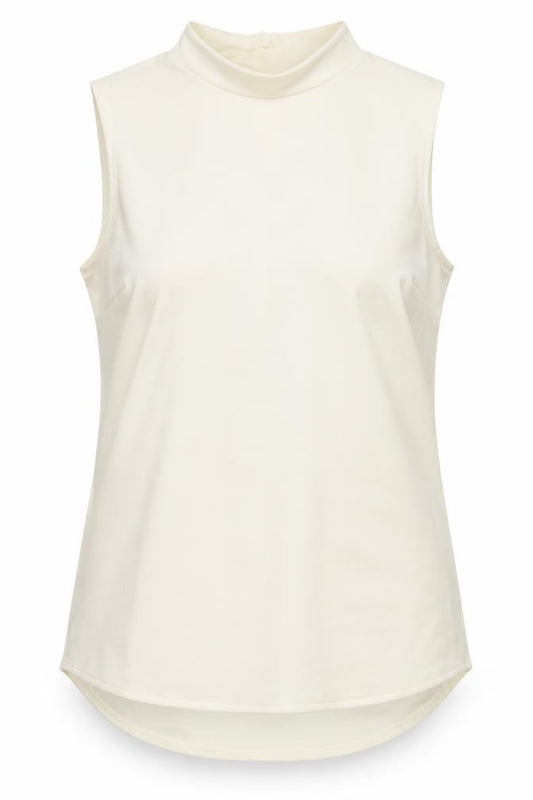 Front view of Next women’s yellow polyester basic tank, size UK 12, mock neck