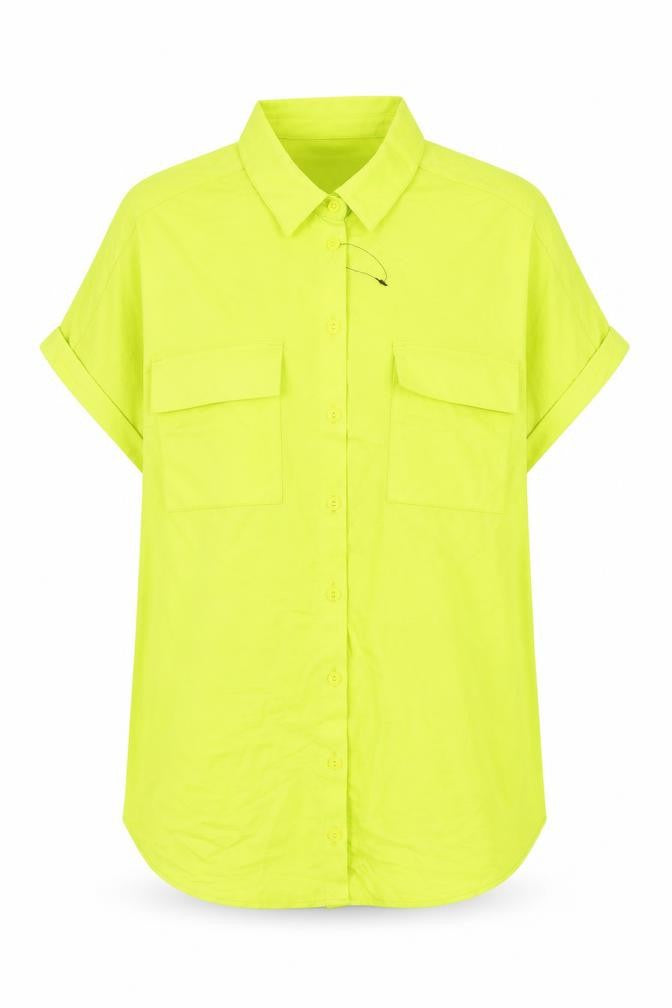 Marks & Spencer Womens Green Viscose Basic Button-Up Size 8 V-Neck