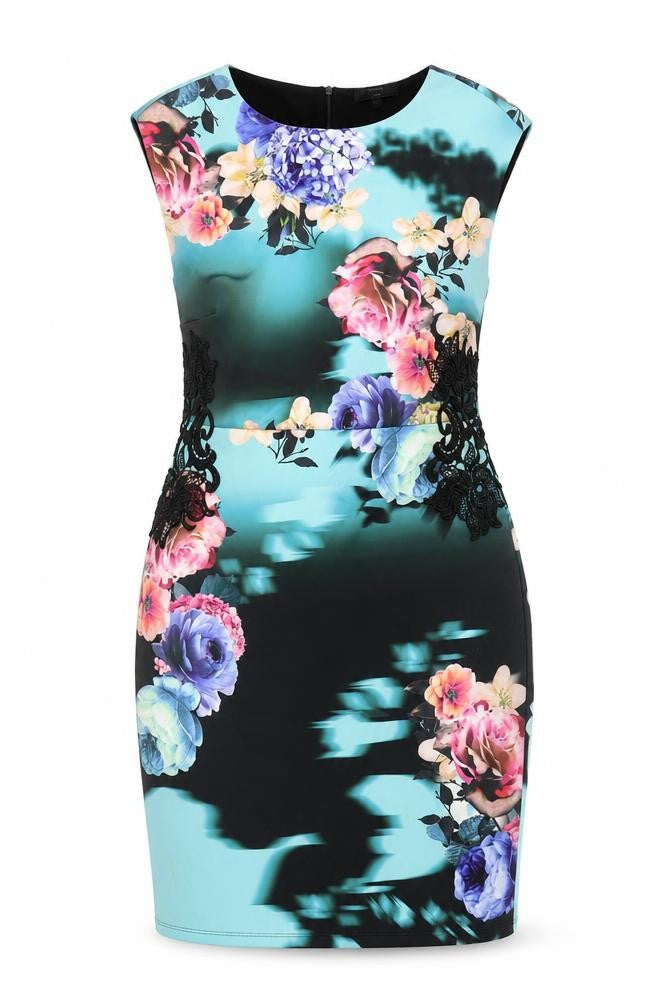 Joanna Hope Womens Multicoloured Floral Polyester A-Line Size 12 Round Neck Zip