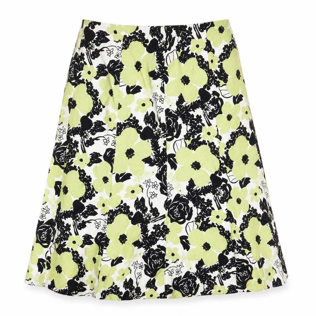 ISLE Womens Multicoloured Geometric Linen Flare Skirt Size 12