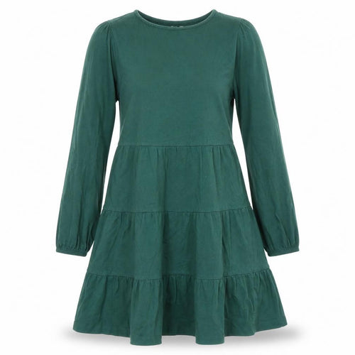 ASOS Womens Green Cotton Fit & Flare Size 6 Boat Neck Pullover - Tiered