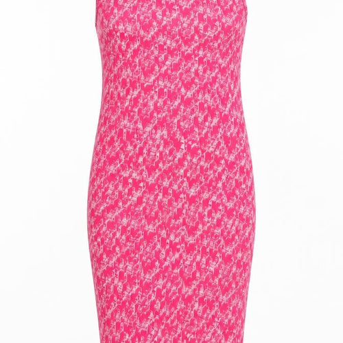 NEXT Womens Pink Geometric Viscose Tank Dress Size 10 Round Neck Pullover
