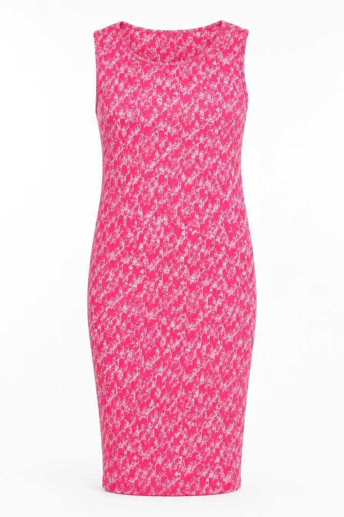 NEXT Womens Pink Geometric Viscose Tank Dress Size 10 Round Neck Pullover