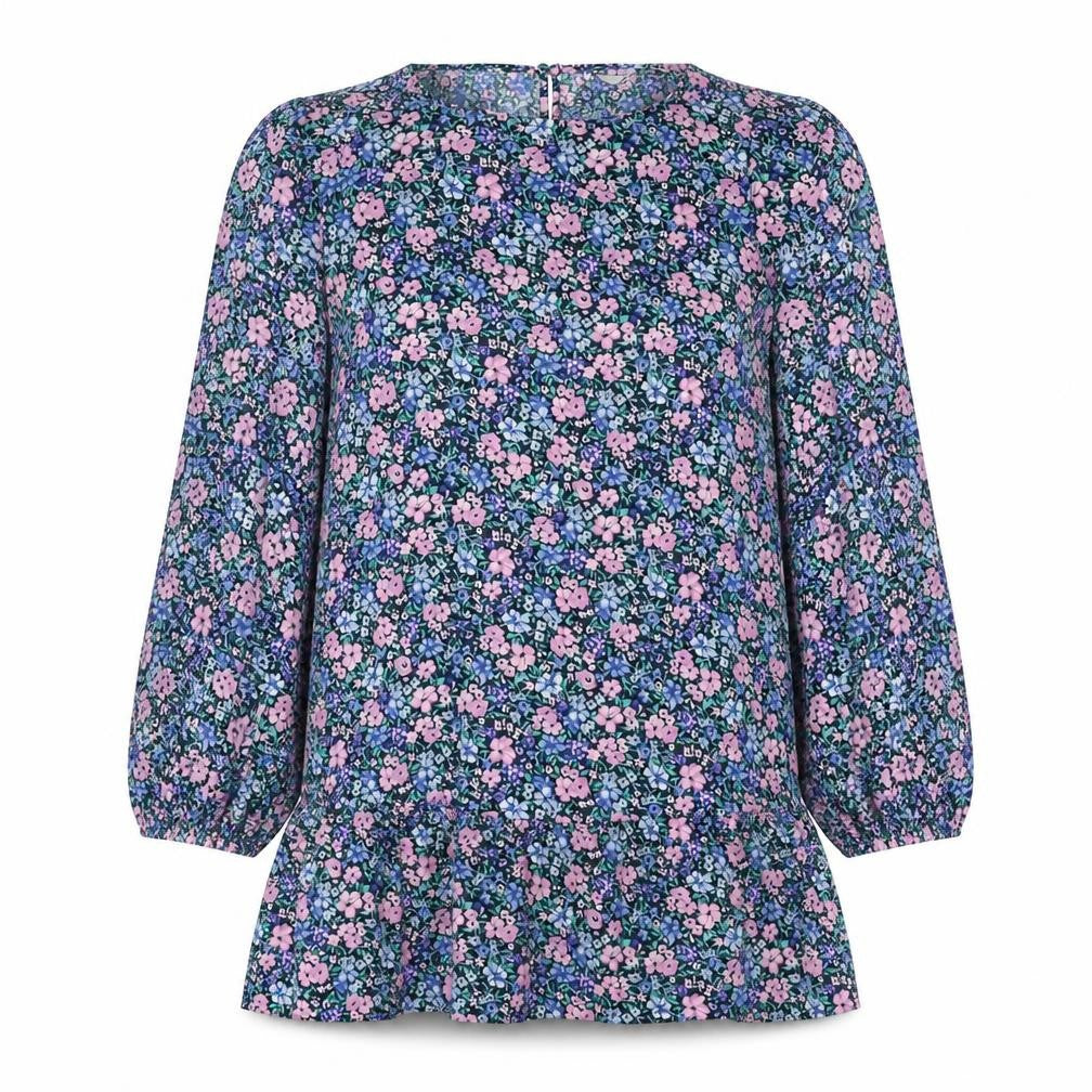 Tu Womens Multicoloured Floral Polyester Basic Blouse Size 8 Round Neck