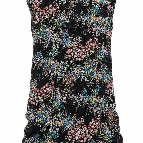 Warehouse Womens Black Floral Viscose A-Line Size 12 Scoop Neck Zip