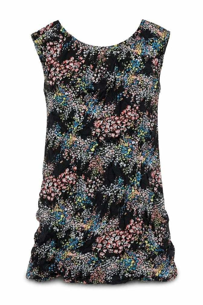 Warehouse Womens Black Floral Viscose A-Line Size 12 Scoop Neck Zip