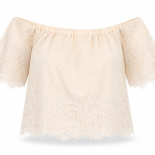 Very Petite Womens Pink Viscose Cropped Blouse Size 12 Boat Neck - Lace Detail