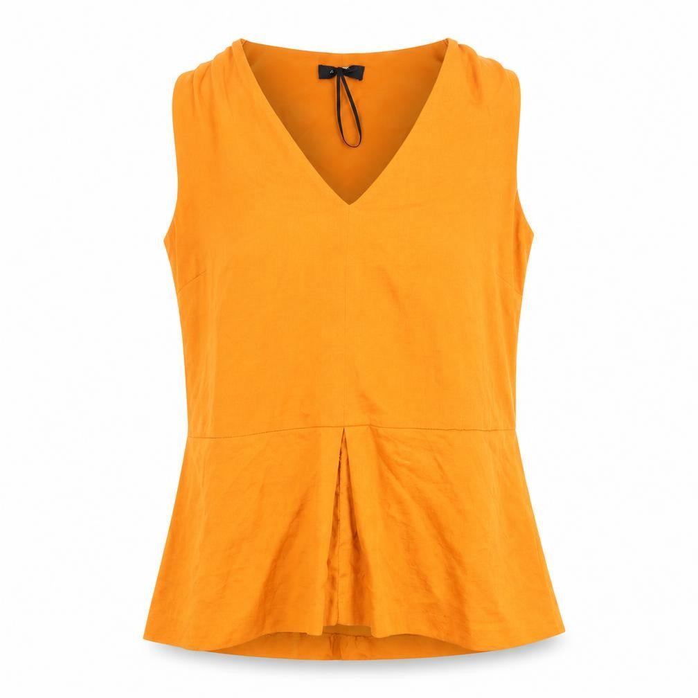Marks & Spencer Womens Orange Polyester Basic Blouse Size 10 V-Neck