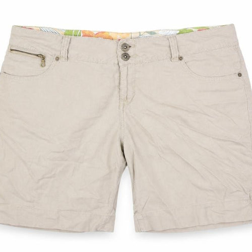 Nobo Womens Beige Linen Chino Shorts Size 38 in L9 in Regular Button