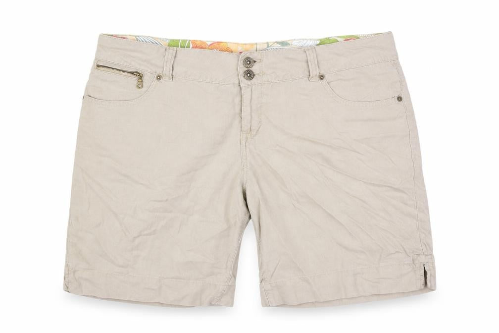 Nobo Womens Beige Linen Chino Shorts Size 38 in L9 in Regular Button