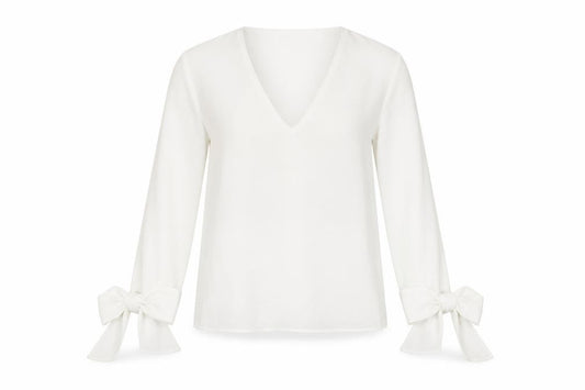 Front view of Zara women’s white polyester basic blouse, size XS, v-neck