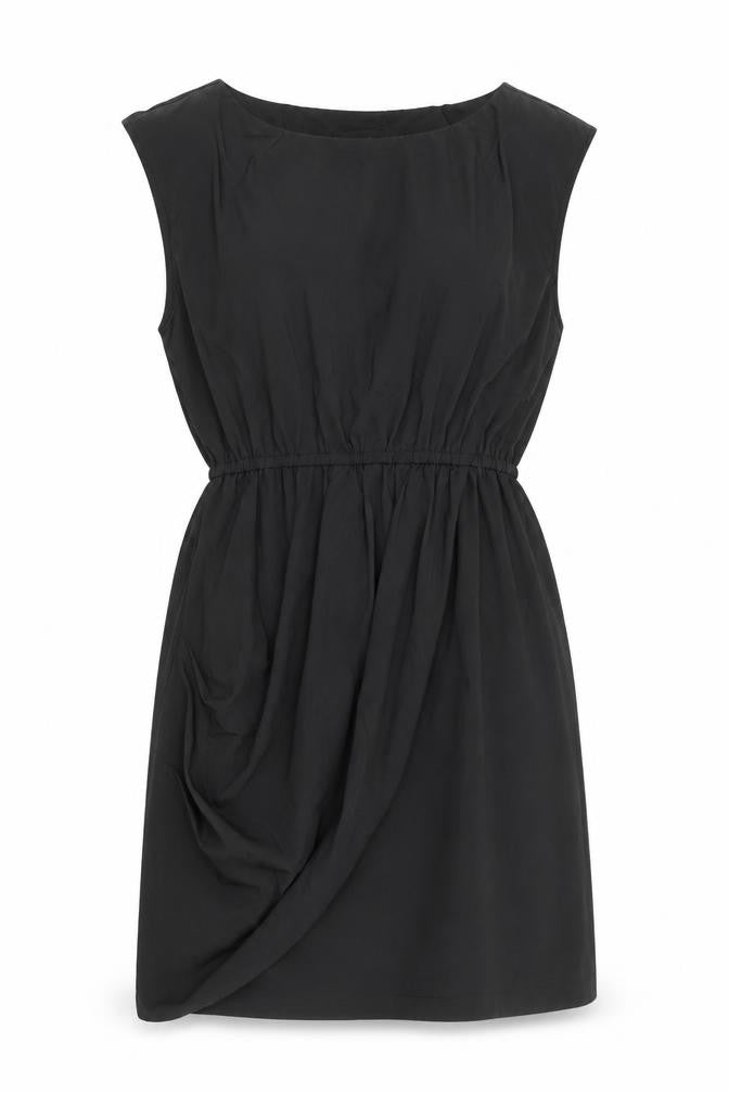 Front view of Lila women’s black nylon fit & flare, size UK 10, round neck pullover