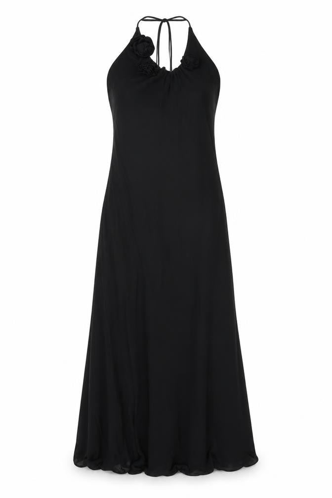 Front view of James Lakeland women’s black striped polyester a-line, size S, scoop neck pullover