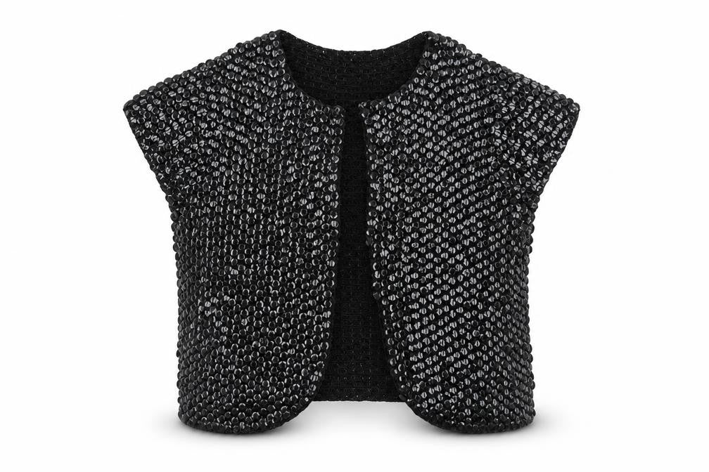 Front view of Wallis women’s black round neck viscose cardigan jumper, size L