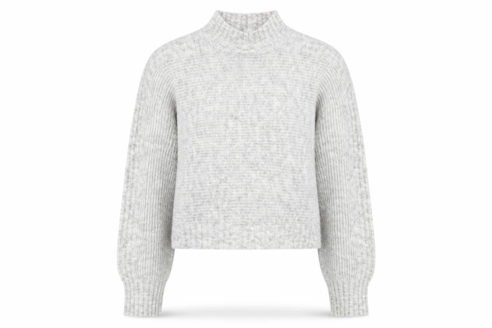 Front view of New Look women’s grey high neck polyester jumper, size S