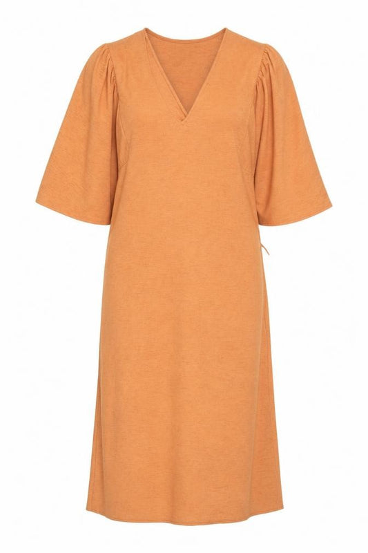 Front view of Zara women’s orange polyester kaftan, size M, v-neck pullover