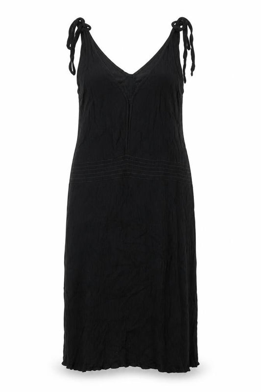 Front view of Next women’s black viscose a-line, size UK 12, v-neck tie