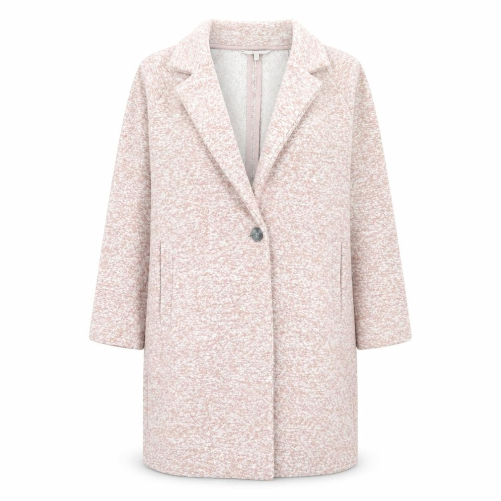 Front view of Next women’s pink overcoat coat, size UK 8, button