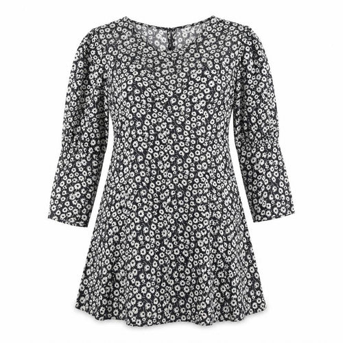 Topshop Womens Black Floral Polyester A-Line Size 10 Round Neck Zip