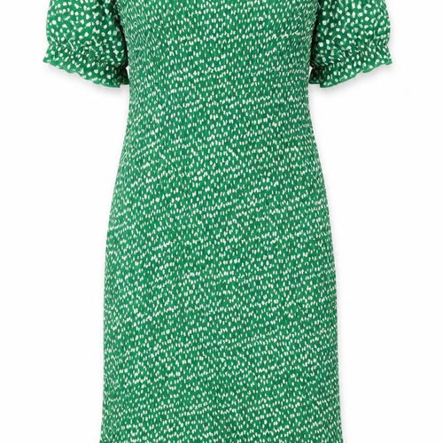 Preworn Womens Green Floral Polyester A-Line One Size Off the Shoulder Pullover - Shirred