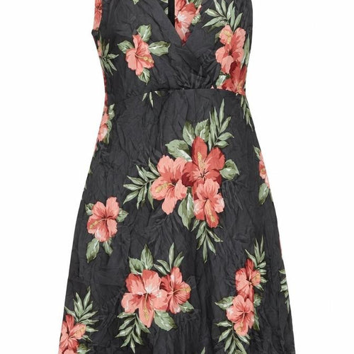Iolani Womens Multicoloured Floral Rayon A-Line Size XL V-Neck Zip