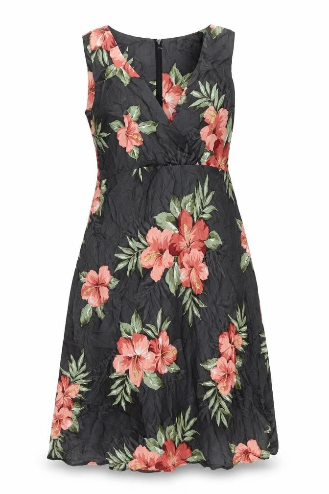 Iolani Womens Multicoloured Floral Rayon A-Line Size XL V-Neck Zip
