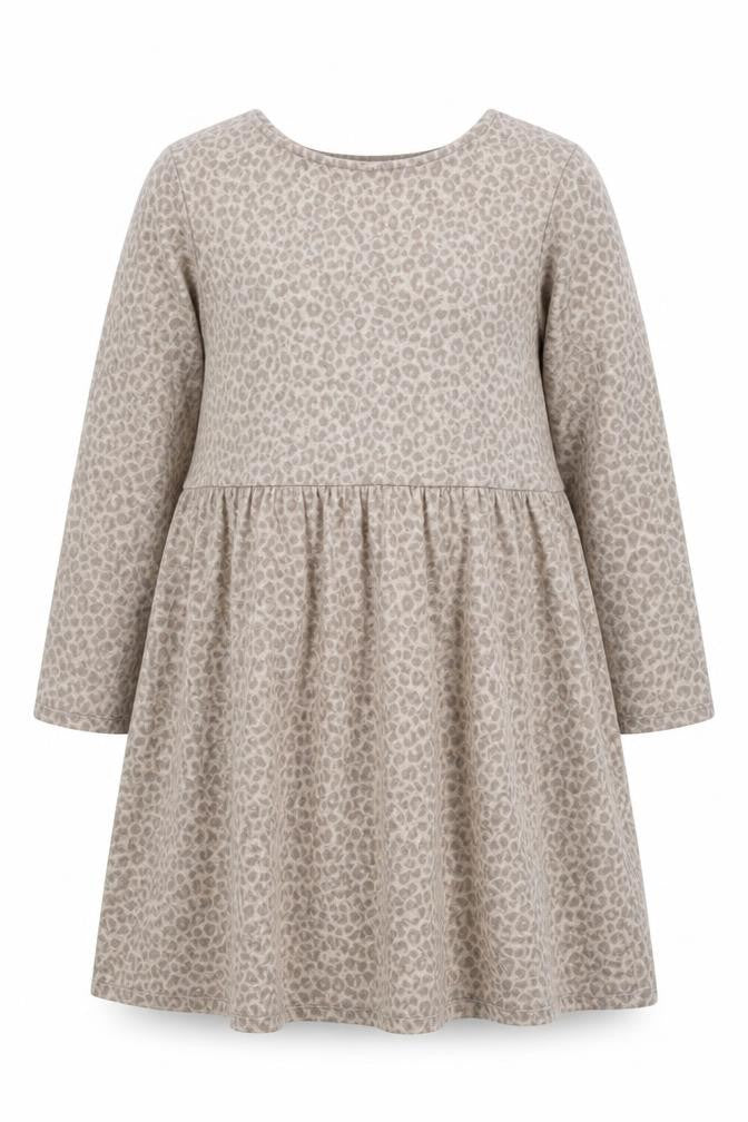 Front view of Nutmeg women’s brown animal print polyester a-line, size UK 16, round neck pullover - leopard print