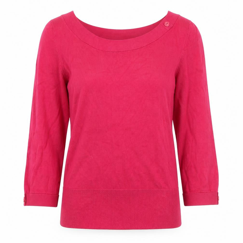 Front view of B&W women’s pink scoop neck viscose jumper, size M