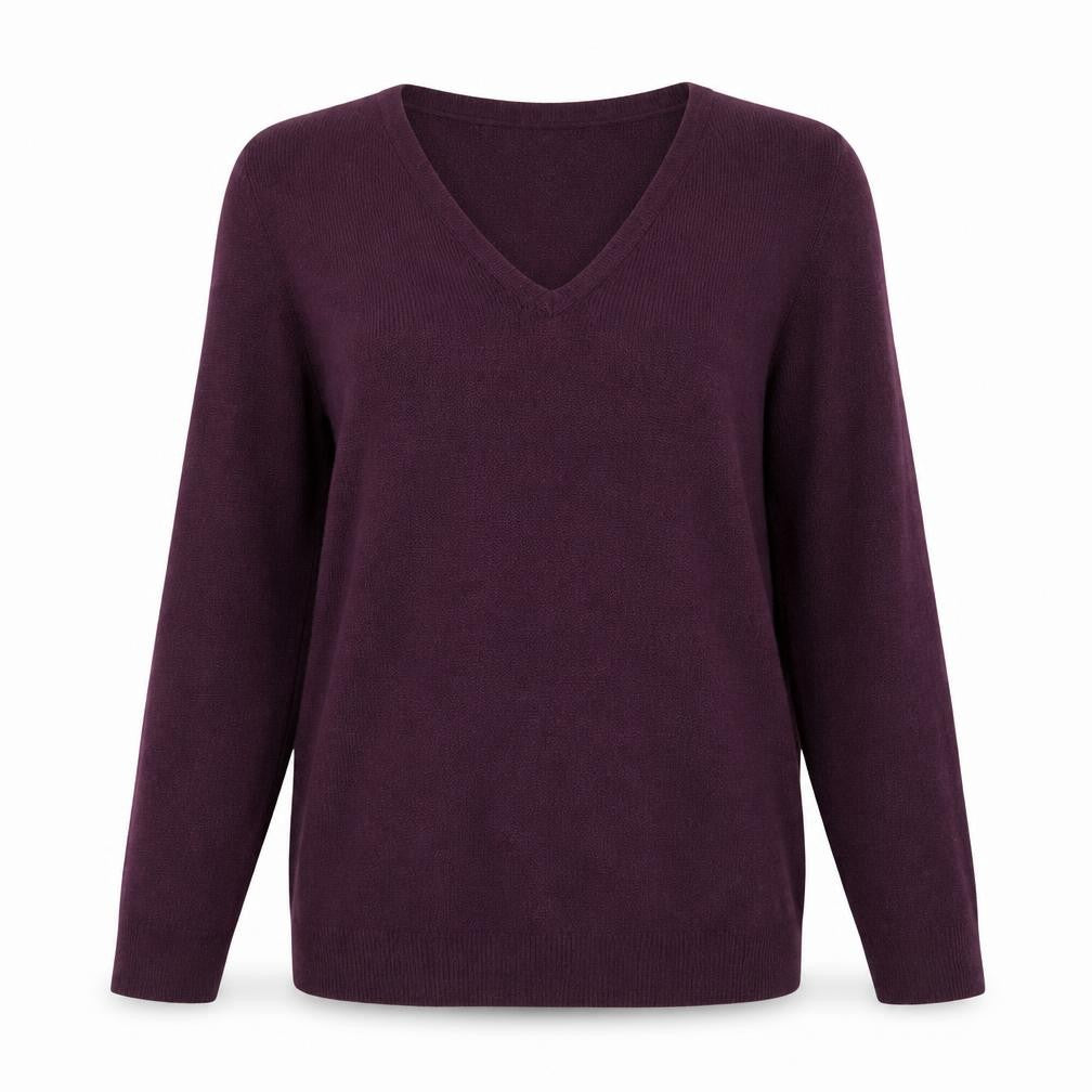 Front view of Gap women’s purple v-neck nylon jumper, size S