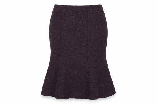 Front view of Kaliko women’s purple polyester trumpet skirt, size UK 16, zip