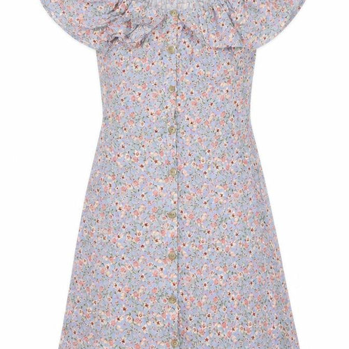 New Look Womens Grey Geometric Viscose A-Line Size 10 Off the Shoulder Button