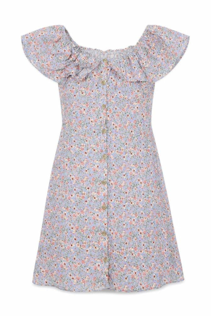 New Look Womens Grey Geometric Viscose A-Line Size 10 Off the Shoulder Button