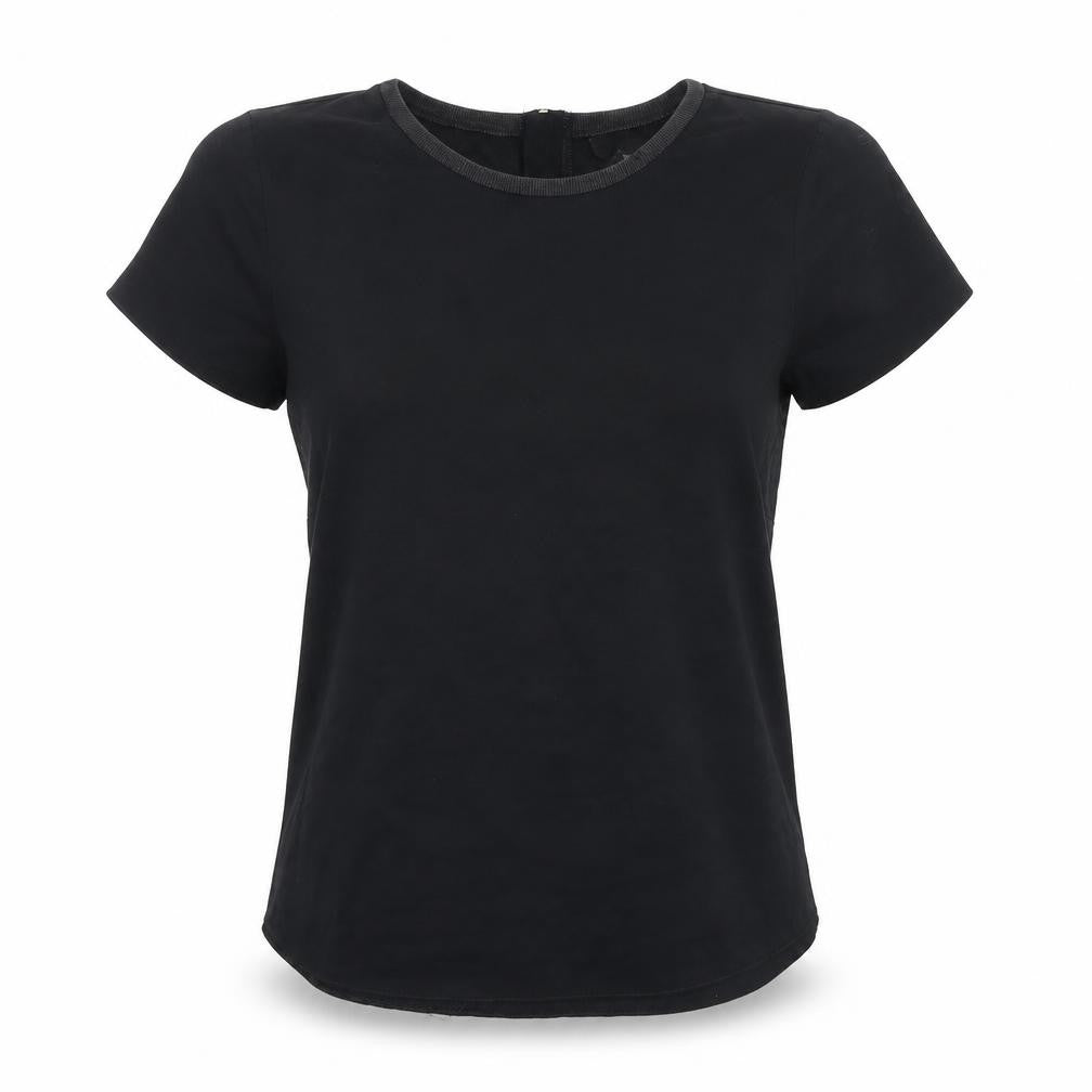 Front view of Papaya women’s black polyester basic t-shirt, size UK 10, round neck