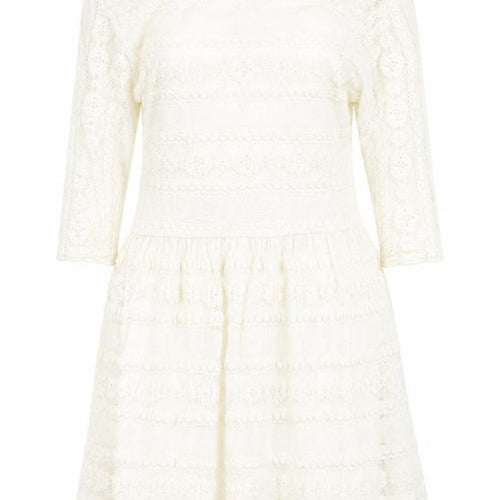 Jane Norman Womens White Geometric Nylon Fit & Flare Size 16 Off the Shoulder Pullover